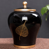 Maxbell Chinese Style Porcelain Ginger Jar Storage Jar Decorative Ceramic Vase Black