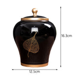 Maxbell Chinese Style Porcelain Ginger Jar Storage Jar Decorative Ceramic Vase Black