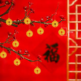 Maxbell 10Pcs Chinese New Year Decorations Red Hanging Ornaments for Wall Decor Single Cash