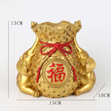 Maxbell Resin Chinese Lucky Bag Blessing Bag Sculpture Desktop Ornament Exquisite Aureate Vase