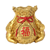 Maxbell Resin Chinese Lucky Bag Blessing Bag Sculpture Desktop Ornament Exquisite Aureate Vase