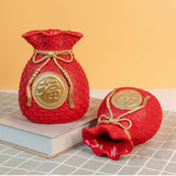 Maxbell Resin Flower Vase Centerpiece Traditional Chinese Artwork Ornament Sculpture Red