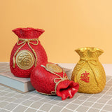 Maxbell Resin Flower Vase Centerpiece Traditional Chinese Artwork Ornament Sculpture Red