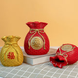 Maxbell Resin Flower Vase Centerpiece Traditional Chinese Artwork Ornament Sculpture Red