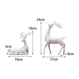 Maxbell 2x Deer Statue Reindeer Figurine Ornament for Home Tabletop Decoration White