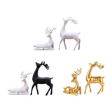 Maxbell 2x Deer Statue Reindeer Figurine Ornament for Home Tabletop Decoration White