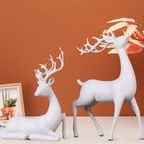 Maxbell 2x Deer Statue Reindeer Figurine Ornament for Home Tabletop Decoration White
