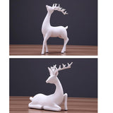 Maxbell 2x Deer Statue Reindeer Figurine Ornament for Home Tabletop Decoration White
