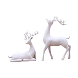 Maxbell 2x Deer Statue Reindeer Figurine Ornament for Home Tabletop Decoration White