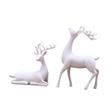 Maxbell 2x Deer Statue Reindeer Figurine Ornament for Home Tabletop Decoration White