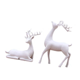 Maxbell 2x Deer Statue Reindeer Figurine Ornament for Home Tabletop Decoration White