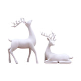 Maxbell 2x Deer Statue Reindeer Figurine Ornament for Home Tabletop Decoration White