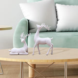 Maxbell 2x Deer Statue Reindeer Figurine Ornament for Home Tabletop Decoration White