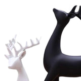 Maxbell 2x Deer Statue Reindeer Figurine Ornament for Home Tabletop Decoration Black White