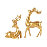Maxbell 2x Deer Statue Reindeer Figurine Ornament for Home Tabletop Decoration Aureate