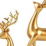 Maxbell 2x Deer Statue Reindeer Figurine Ornament for Home Tabletop Decoration Aureate