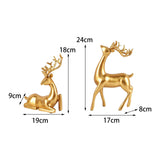 Maxbell 2x Deer Statue Reindeer Figurine Ornament for Home Tabletop Decoration Aureate