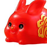 Maxbell Chinese Style Lucky Rabbit Money Bank Bunny Figurines Statue Collectible red