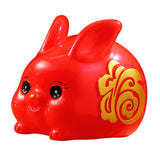 Maxbell Chinese Style Lucky Rabbit Money Bank Bunny Figurines Statue Collectible red