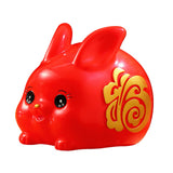 Maxbell Chinese Style Lucky Rabbit Money Bank Bunny Figurines Statue Collectible red