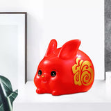 Maxbell Chinese Style Lucky Rabbit Money Bank Bunny Figurines Statue Collectible red