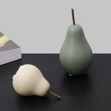 Maxbell Nordic Ceramic Pear Figurine Collectible Statue for Home Cabinet Decoration Green 7.7cmx15cm