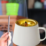 Maxbell Ceramic Incense Cone Burner 25 Incense Holes Bowl for Table Decor White