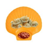 Maxbell Seasoning Dish with Sauce Compartment for Tomato Sauce Sushi Appetizer Yellow
