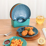Maxbell Seasoning Dish with Sauce Compartment for Tomato Sauce Sushi Appetizer Blue