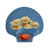 Maxbell Seasoning Dish with Sauce Compartment for Tomato Sauce Sushi Appetizer Blue