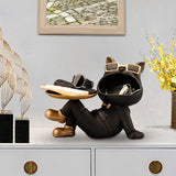 Maxbell Dog Storage Tray Statue Desk Sundries Container Cosmetic Storage Tray Bowl Black