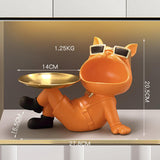 Maxbell Dog Storage Tray Statue Desk Sundries Container Cosmetic Storage Tray Bowl Orange