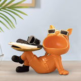 Maxbell Dog Storage Tray Statue Desk Sundries Container Cosmetic Storage Tray Bowl Orange