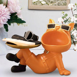 Maxbell Dog Storage Tray Statue Desk Sundries Container Cosmetic Storage Tray Bowl Orange