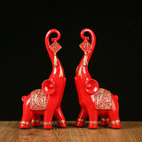 Maxbell Elephant Statues Sculpture for Home Decoration Housewarming Gifts Red