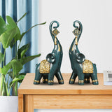 Maxbell Elephant Statues Sculpture for Home Decoration Housewarming Gifts Blue