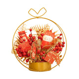 Maxbell Simulation Chinese Flower Iron Basket New Year Ornament Accessory Lifelike