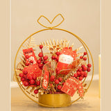 Maxbell Simulation Chinese Flower Iron Basket New Year Ornament Accessory Lifelike