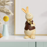 Maxbell Rabbit Bunny Figurine Crafts Sculpture Gift Decorative Cabinet Lawn Style F