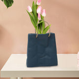 Maxbell Portable Ceramic Flower Vase Desktop Vase Boho for Office Mantel Events blue