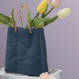Maxbell Portable Ceramic Flower Vase Desktop Vase Boho for Office Mantel Events blue