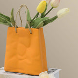 Maxbell Portable Ceramic Flower Vase Desktop Vase Boho for Office Mantel Events yellow
