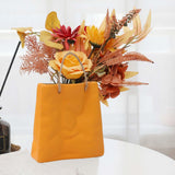 Maxbell Portable Ceramic Flower Vase Desktop Vase Boho for Office Mantel Events yellow