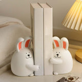 Maxbell Cute Animal Decorative Bookends Resin Animal Figurines for Cabinet Home Rabbit