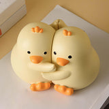 Maxbell Cute Animal Decorative Bookends Resin Animal Figurines for Cabinet Home Yellow Duck