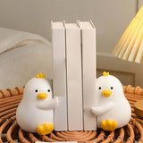 Maxbell Cute Animal Decorative Bookends Resin Animal Figurines for Cabinet Home White Duck