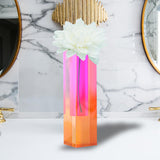 Maxbell Acrylic Flower Vase Flower Pot Stems Bunch Holder Column Plant Planters Orange Pink