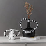 Maxbell Black and White Vase Resin Flower Vase Nordic for Home Living Room Entrance 27cmx19cmx25cm