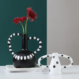 Maxbell Black and White Vase Resin Flower Vase Nordic for Home Living Room Entrance 27cmx19cmx25cm