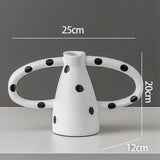 Maxbell Black and White Vase Resin Flower Vase Nordic for Home Living Room Entrance 25cmx12cmx20cm